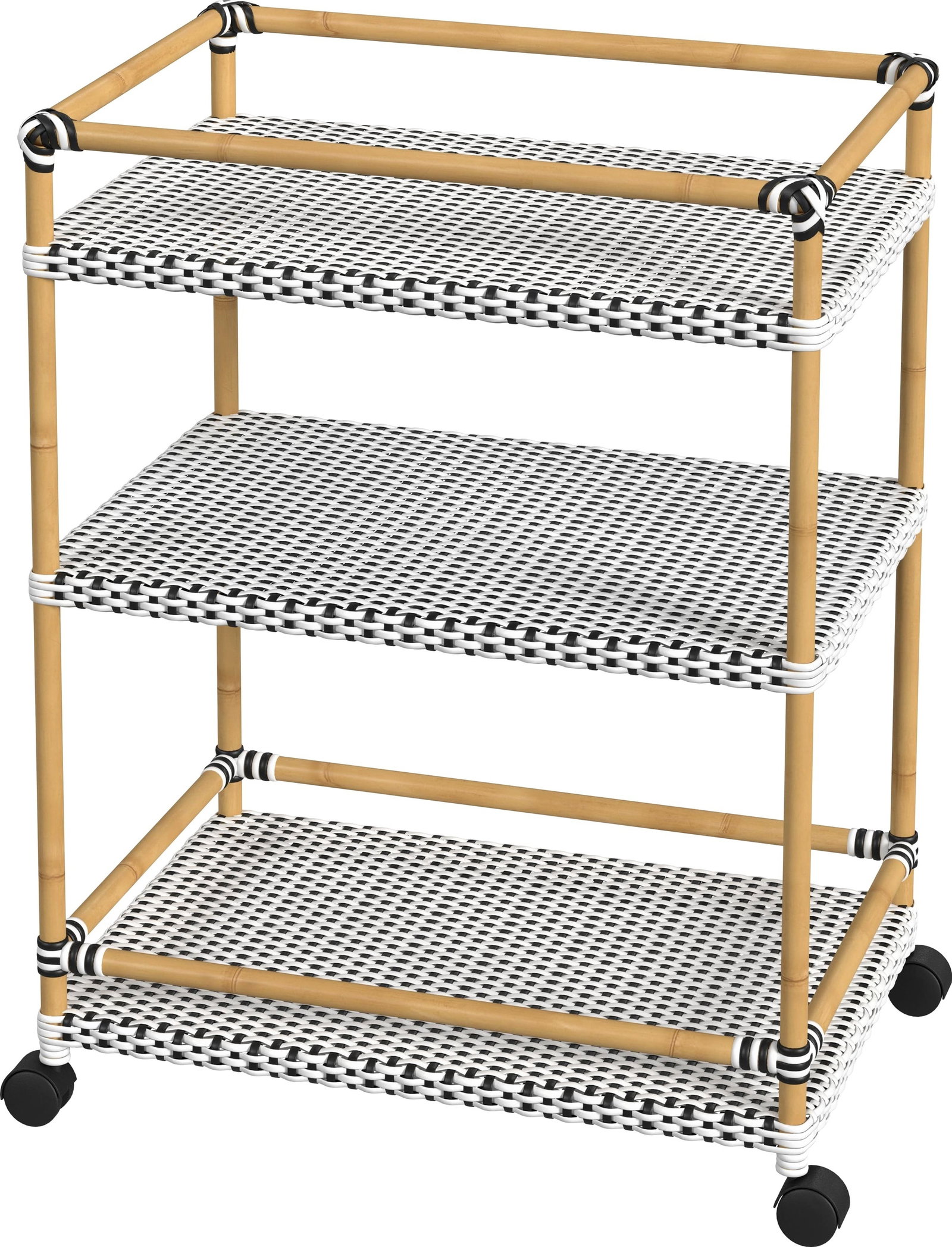 Butler Tobias White Outdoor Bar Cart Aluminum Rattan Transitional Style (1 of 6)
