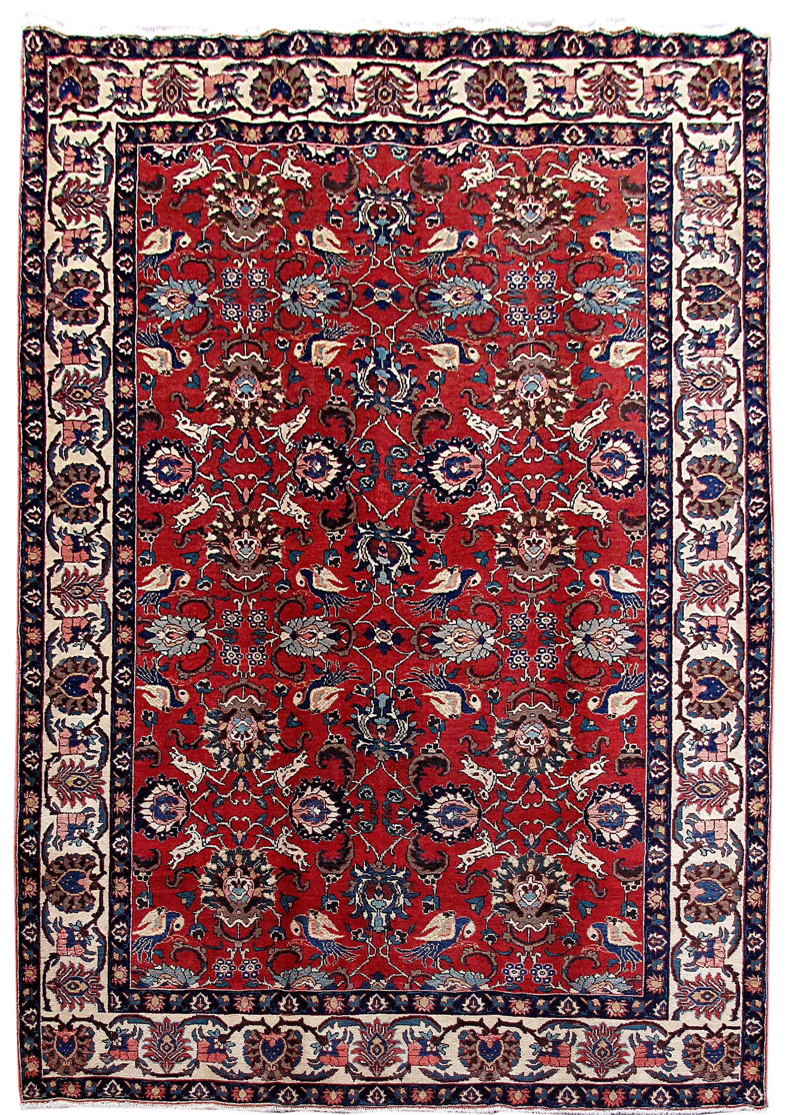Handwoven 7.5 x 10.7 Red Persian Tabriz Khoy Area Rug: Handwoven 7.5 x 10.7 Red Persian Tabriz Khoy Area Rug Free continental US Shipping Discover the exquisite beauty of this 7.5 x 10.7 Red Persian Tabriz Khoy Rug, a masterpiece of traditional Persian cr