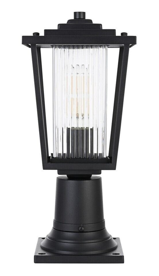York outdoor post light with ribbed glass black iron (1 of 8)