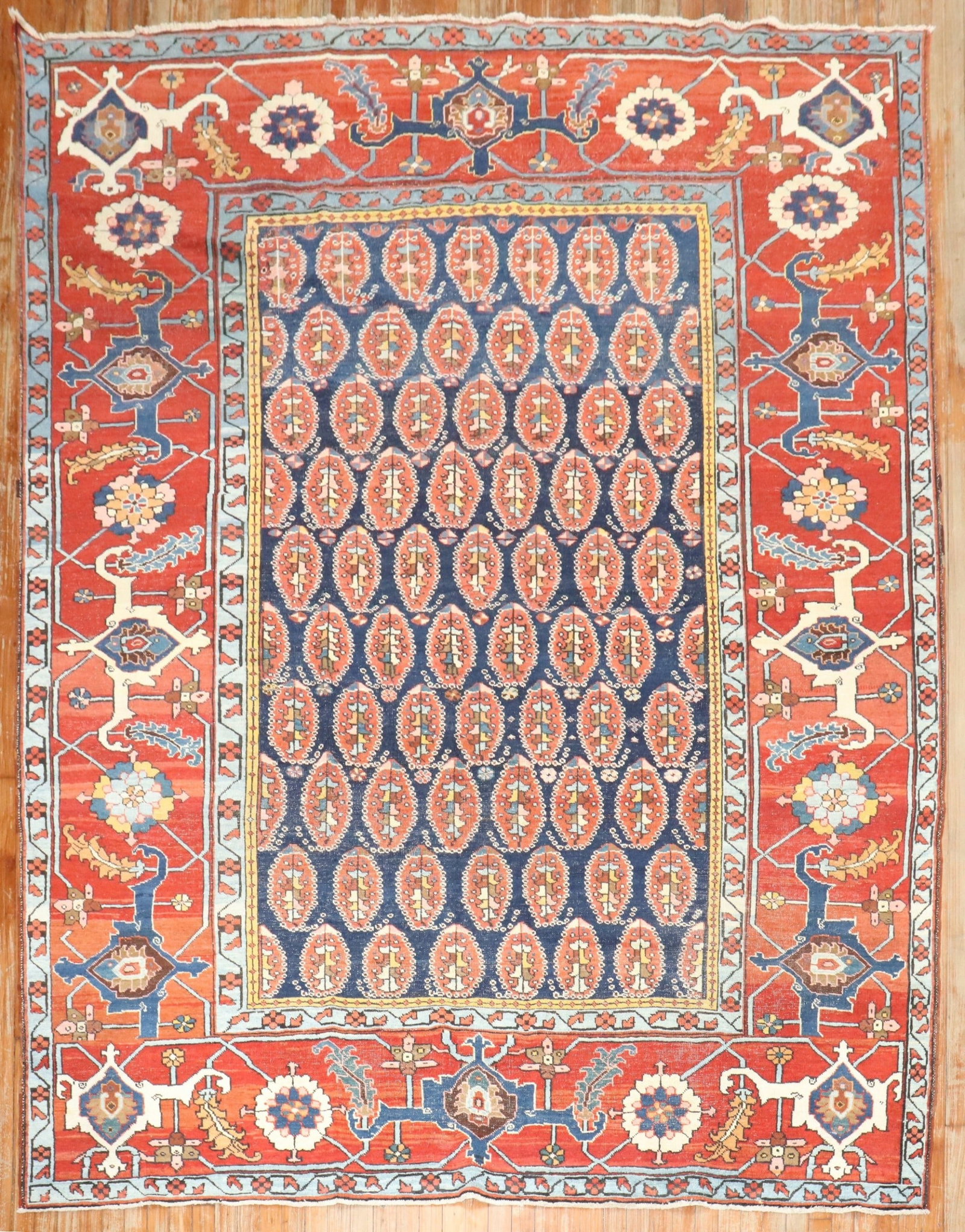 7' 10" x 9' 10" Northwest Persian Serapi Heriz Room Rug: 7' 10" x 9' 10" Northwest Persian Serapi Heriz Room Rug Late 19th century Northwest Persian Serapi Heriz rug with a dramatic design. This pre-owned room-size rug is identified as a Serapi/Heriz piece 