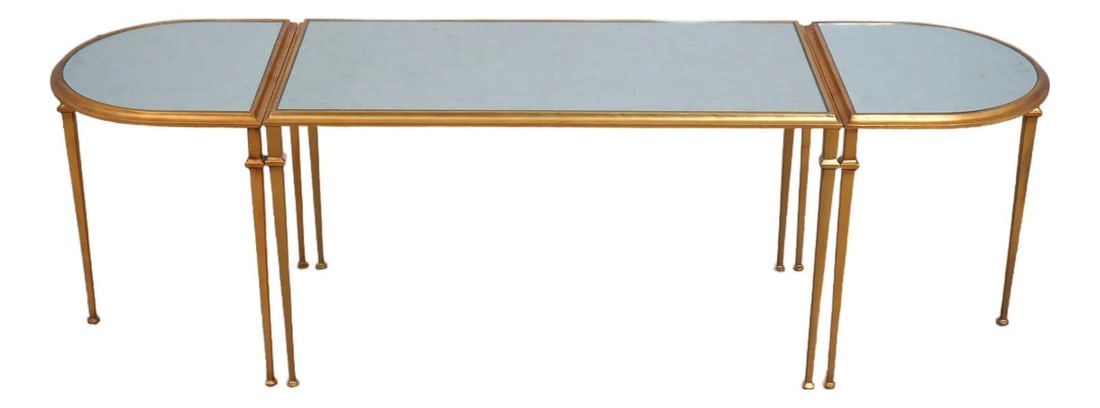 Gold Mirror Glass Top Coffee Table by Lillian August Hickory White (1 of 10)