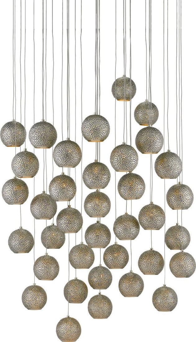 Currey Giro Modern Farmhouse 36-Light Pendant Blue Clear Finish: Currey Giro Modern Farmhouse 36-Light Pendant Blue Clear Finish Elevate your space with this stunning Adjustable Farmhouse Deco 36-Light Pendant. This modern farmhouse-style lighting fixture features 