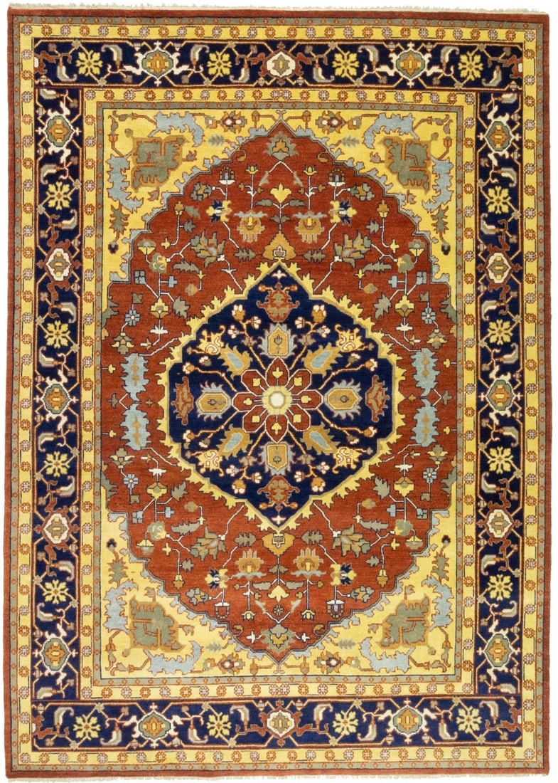 Handmade Floral Orange Wool Area Rug 10'0 x 13'9 Modern Design: Handmade Floral Orange Wool Area Rug 10'0 x 13'9 Modern Design Enhance your living space with this stunning handmade orange floral Heriz Serapi oriental rug. Measuring 10'0" x 13'9", this exquisite ar