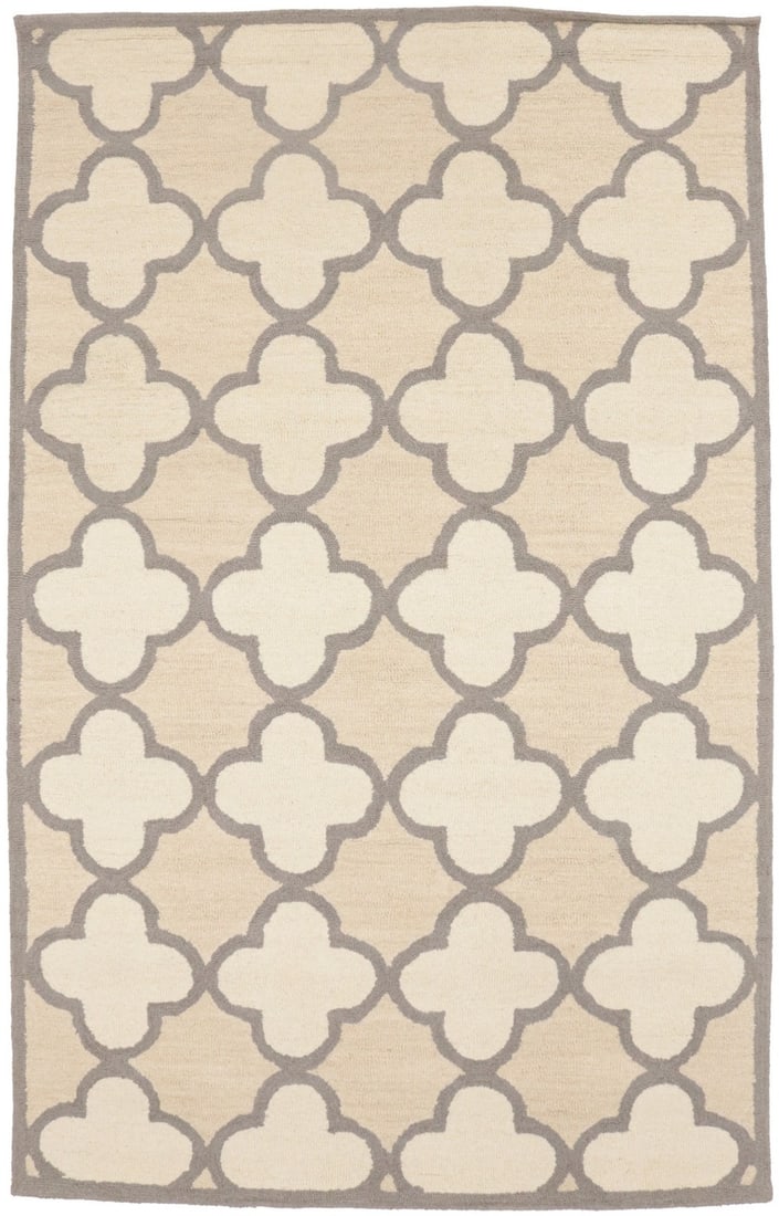 Modern Hand-Tufted Wool Area Rug 5x8 Trellis Pattern Cream Beige: Modern Hand-Tufted Wool Area Rug 5x8 Trellis Pattern Cream Beige This hand-tufted area rug features a modern trellis pattern in cream, beige, and taupe tones. Crafted from wool, it offers a high, norm