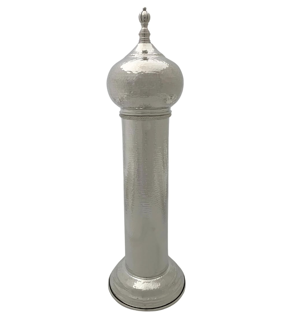 Handmade Italian 925 Sterling Silver Modern Hammered Megillah Holder 17": Handmade Italian 925 Sterling Silver Modern Hammered Megillah Holder 17" This fine Italian 925 sterling silver Megillah holder is a stunning piece that showcases a handmade modern hammered finish. Cra