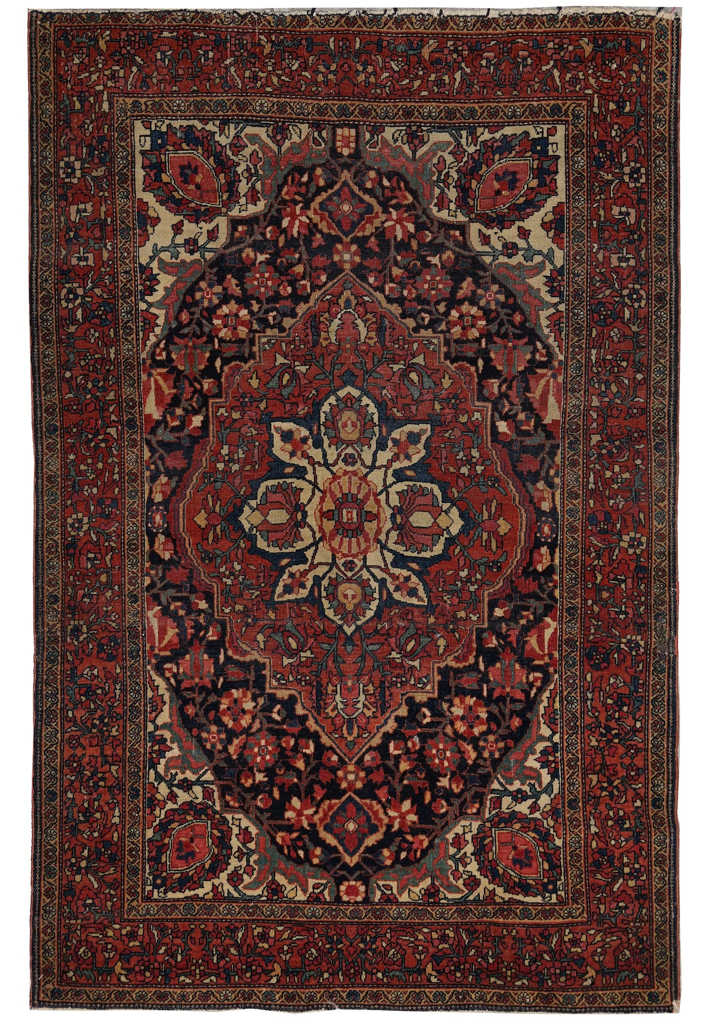 3.6 x 5 Antique Persian Sarouk Feraghan Hand-Knotted Wool Rug (1 of 10)