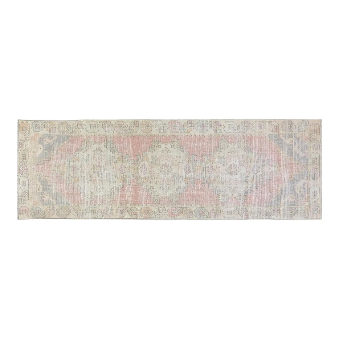 2'8" x 9'4" Hand-Knotted Wool Anatolian Area Rug: 2'8" x 9'4" Hand-Knotted Wool Anatolian Area Rug This vintage Turkish Anatolian rug is hand-knotted from wool, exhibiting exceptional craftsmanship and preservation. The rug features vibrant colors an