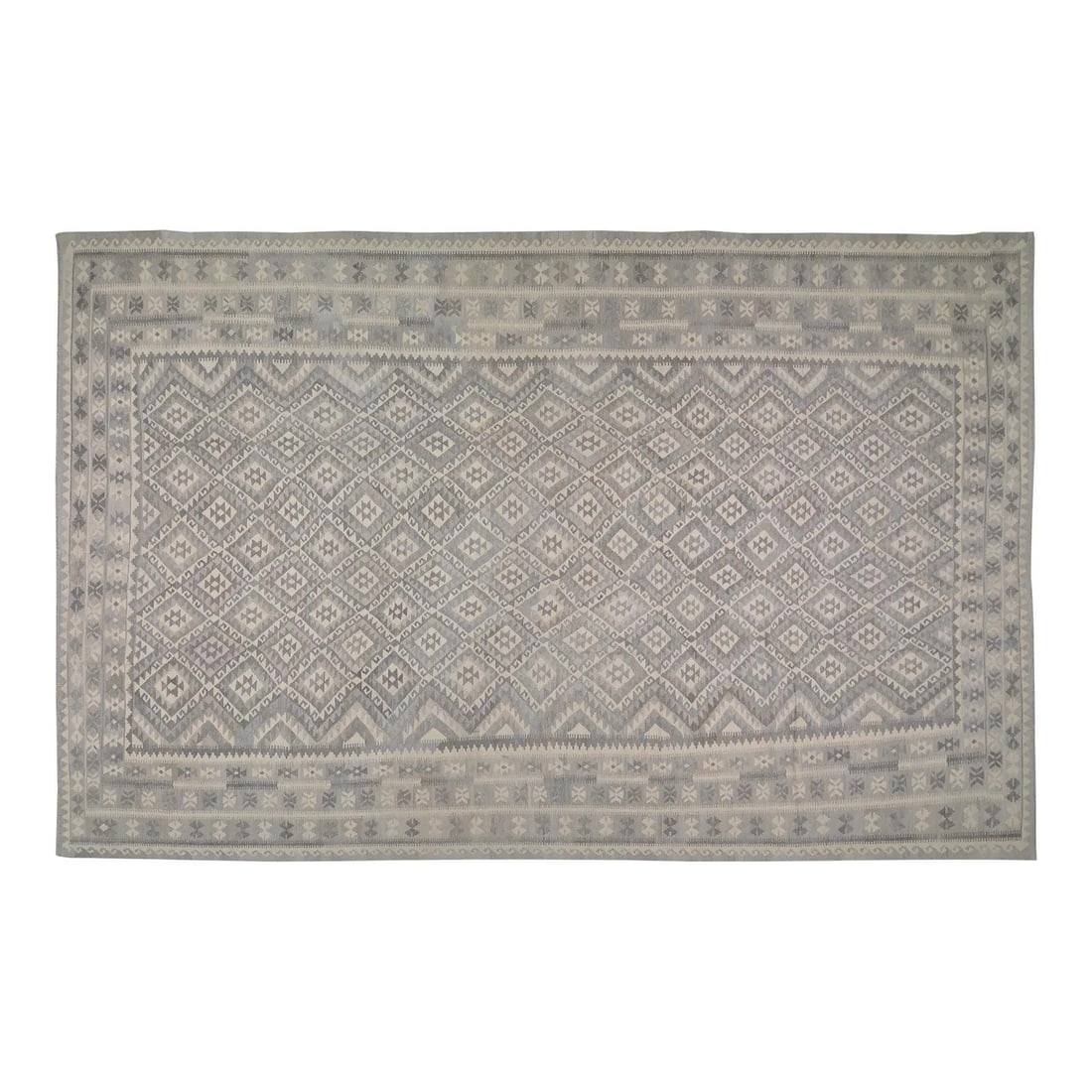 Afghan Wool Flatweave Rug in Modern Navajo Inspired Design 10'5 x 16'3: Afghan Wool Flatweave Rug in Modern Navajo Inspired Design 10'5 x 16'3 This contemporary Afghan flatweave rug is hand-knotted from wool using traditional techniques and features a Navajo-inspired desi