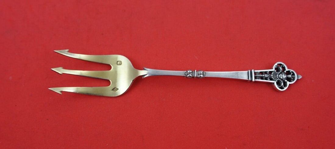 Christofle Renaissance Sterling Silver Pickle Fork 5 Gold Washed 3 Tines (1 of 2)