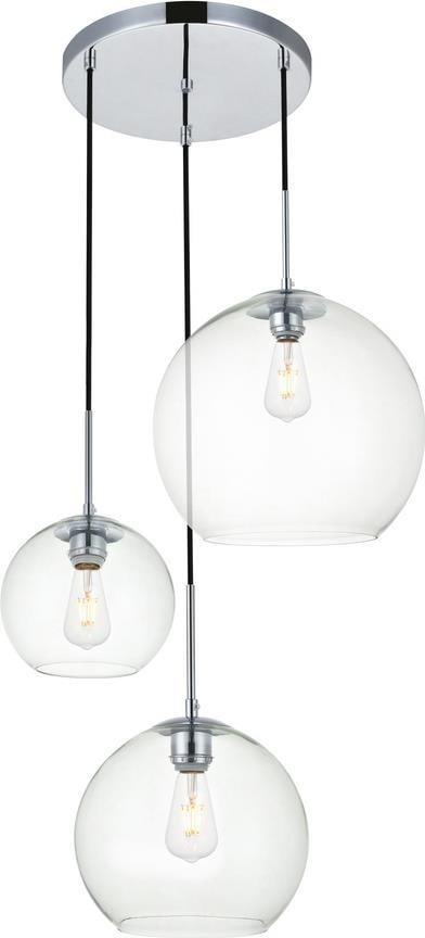 Elegant Baxter Chrome Pendant Light 3 Bulb Transitional Style (1 of 1)