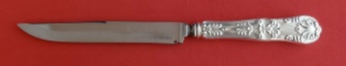 Tiffany & Co English King Sterling Silver Steak Knife 9": Tiffany & Co English King Sterling Silver Steak Knife 9" This exquisite steak knife from Tiffany & Co. features the elegant English King pattern, known for its timeless design. Crafted from high-quali