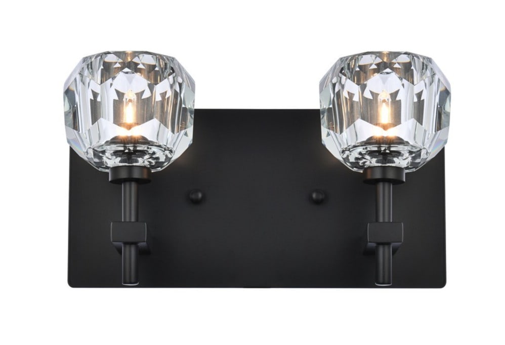 Black Crystal 2-Light Wall Sconce Graham Collection (1 of 7)