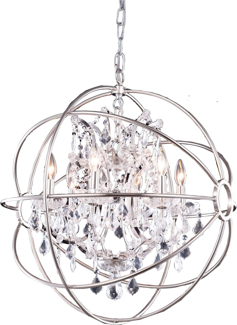 Elegant Lighting Geneva Pendant Lamp Royal-Cut Crystal Nickel Finish (1 of 1)
