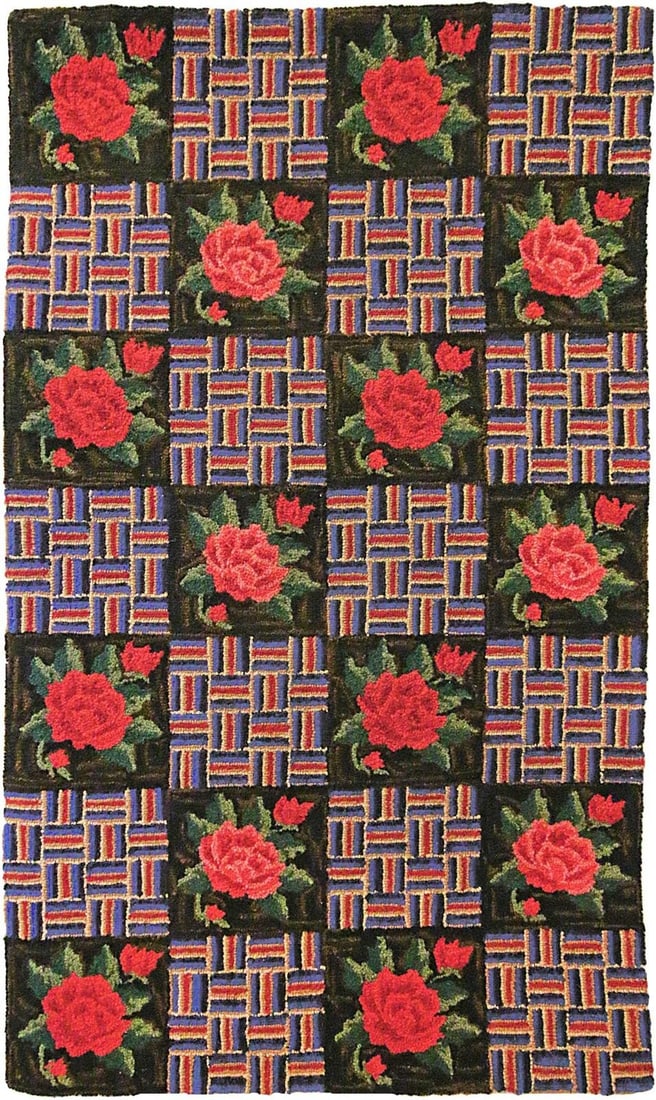 Multi-Color Wool Hand-Hooked Elizabeth Rug 2x8 Early American Style: Multi-Color Wool Hand-Hooked Elizabeth Rug 2x8 Early American Style Enhance your living space with the Multi-Color Elizabeth Rug featuring a charming design of roses and stripes. This hand-hooked rug 