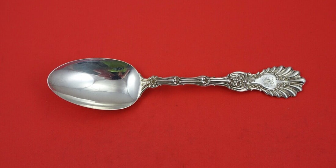 Whiting Radiant Sterling Silver Dinner Spoon 8" Monogrammed: Whiting Radiant Sterling Silver Dinner Spoon 8" Monogrammed Elevate your dining experience with this exquisite Sterling Silver Dinner Spoon from the renowned Radiant pattern by Whiting, crafted betwee