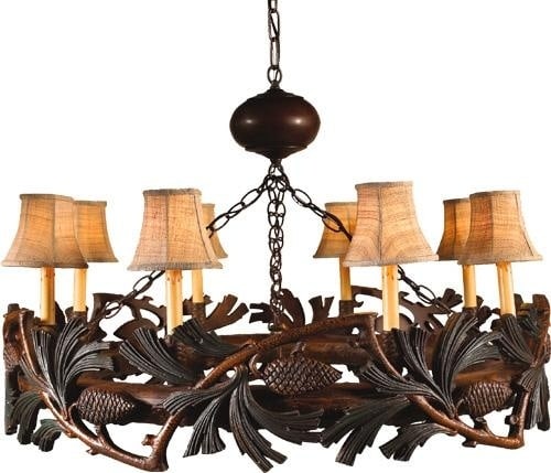 OK Casting Pinecone Chandelier Lodge Style Handcrafted Ebony Finish 8 Bulbs: OK Casting Pinecone Chandelier Lodge Style Handcrafted Ebony Finish 8 Bulbs This item is made at time of order. Please allow 42 to 70 days for production. Illuminate your space with this stunning hand