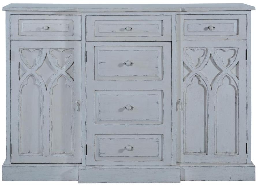 St Croix Gothic Style Console Cabinet Antiqued White (1 of 3)