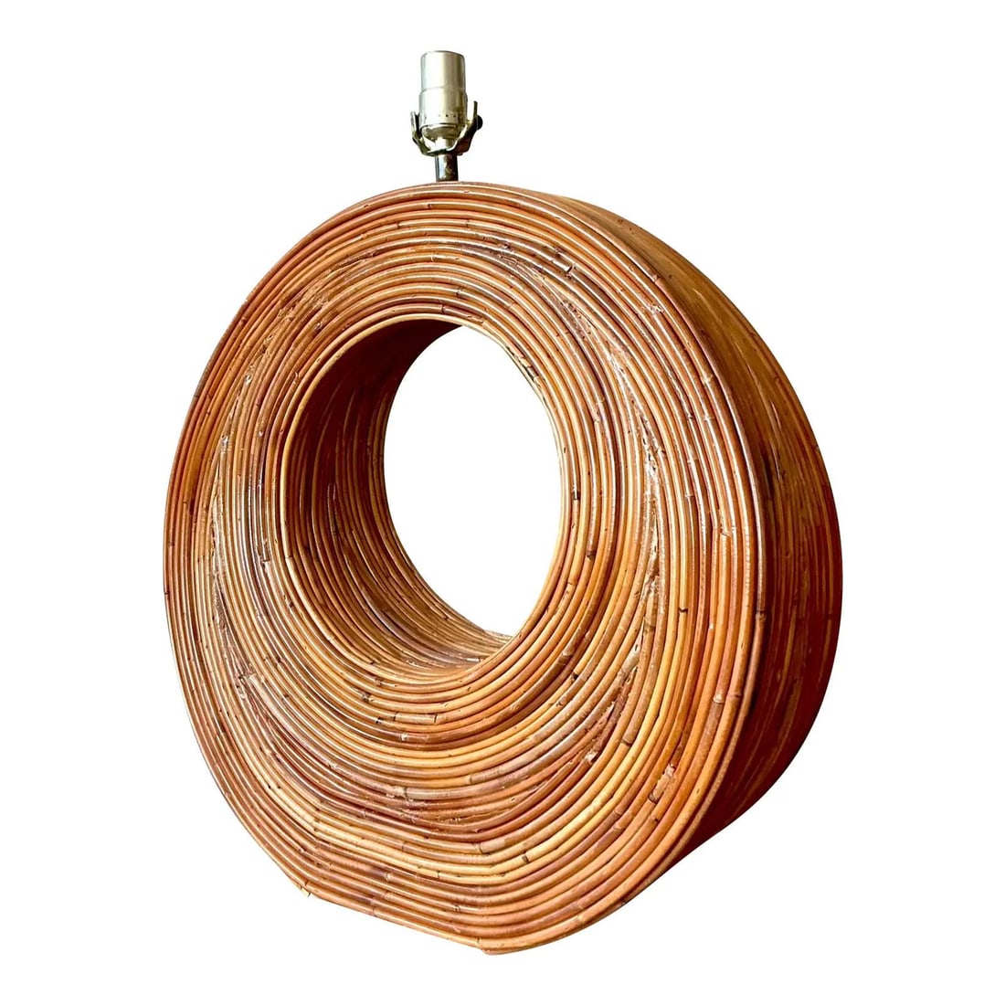 Sculptural Torus Rattan Table Lamp Monumental Pencil Reed Design (1 of 10)