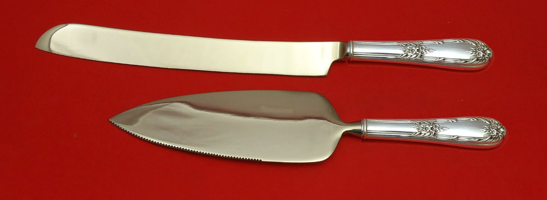 Splendor International Sterling Silver Wedding Cake Set 2pc Custom Hollow Handle (1 of 1)