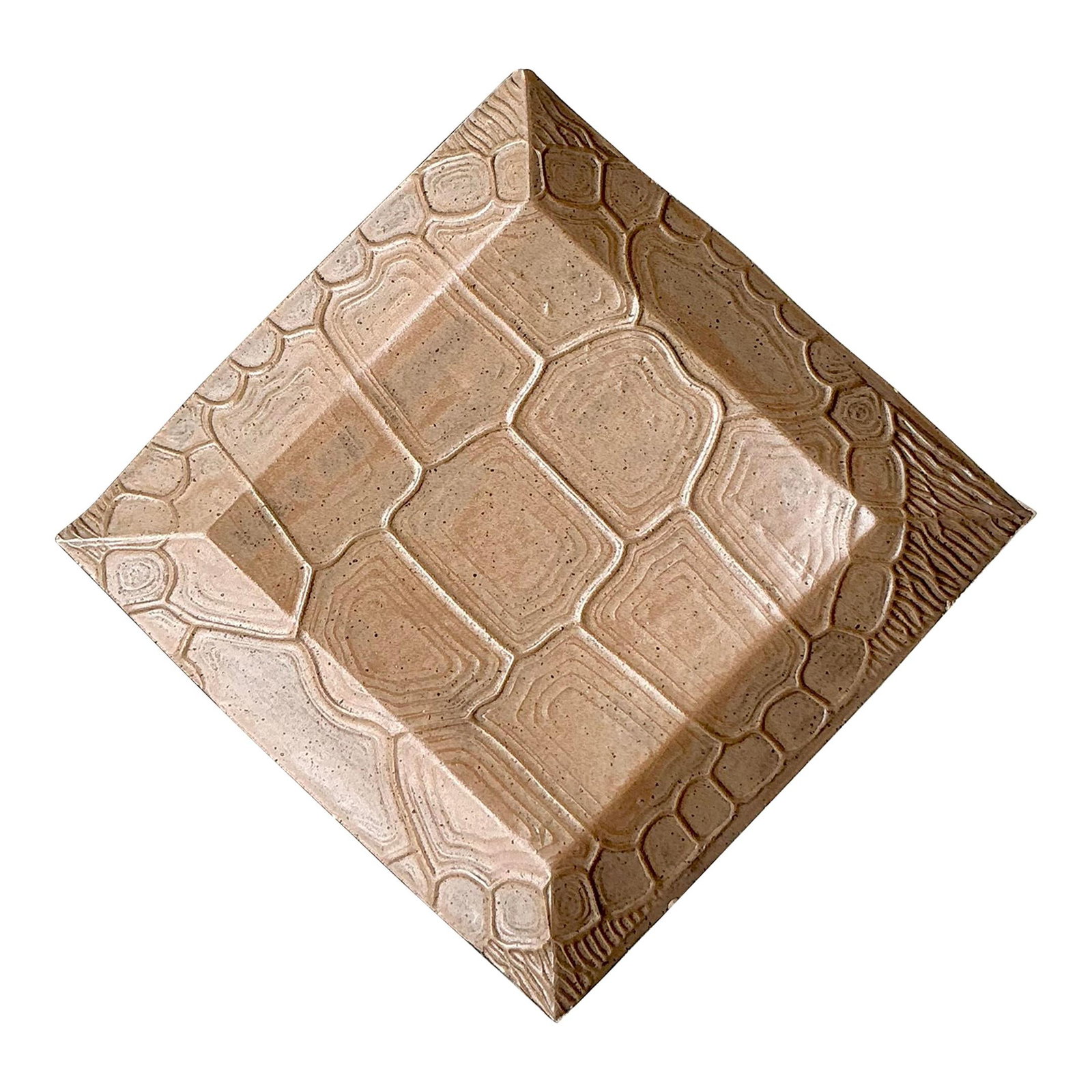 Vintage Boho Turtle Shell Ceramic Tray 10.25x10.25 Camel Color (1 of 5)