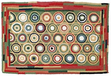 Green Pennies Round Rug 60 x 60 Arts and Crafts Style (1 of 1)
