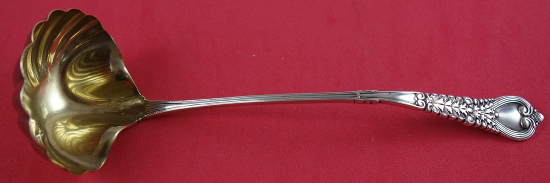 Tiffany Co Florentine Sterling Silver Sauce Ladle Gold Washed Shell Bowl 7" (1 of 1)