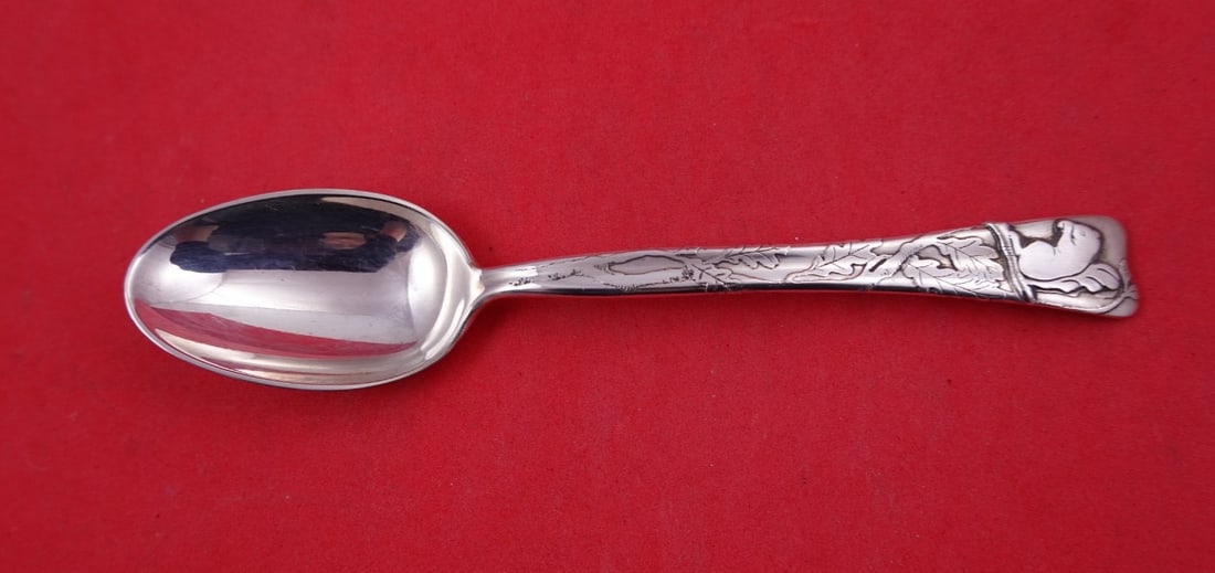 Tiffany Co Lap Over Edge Sterling Silver Teaspoon 6in Squirrel Oak Leaf (1 of 2)
