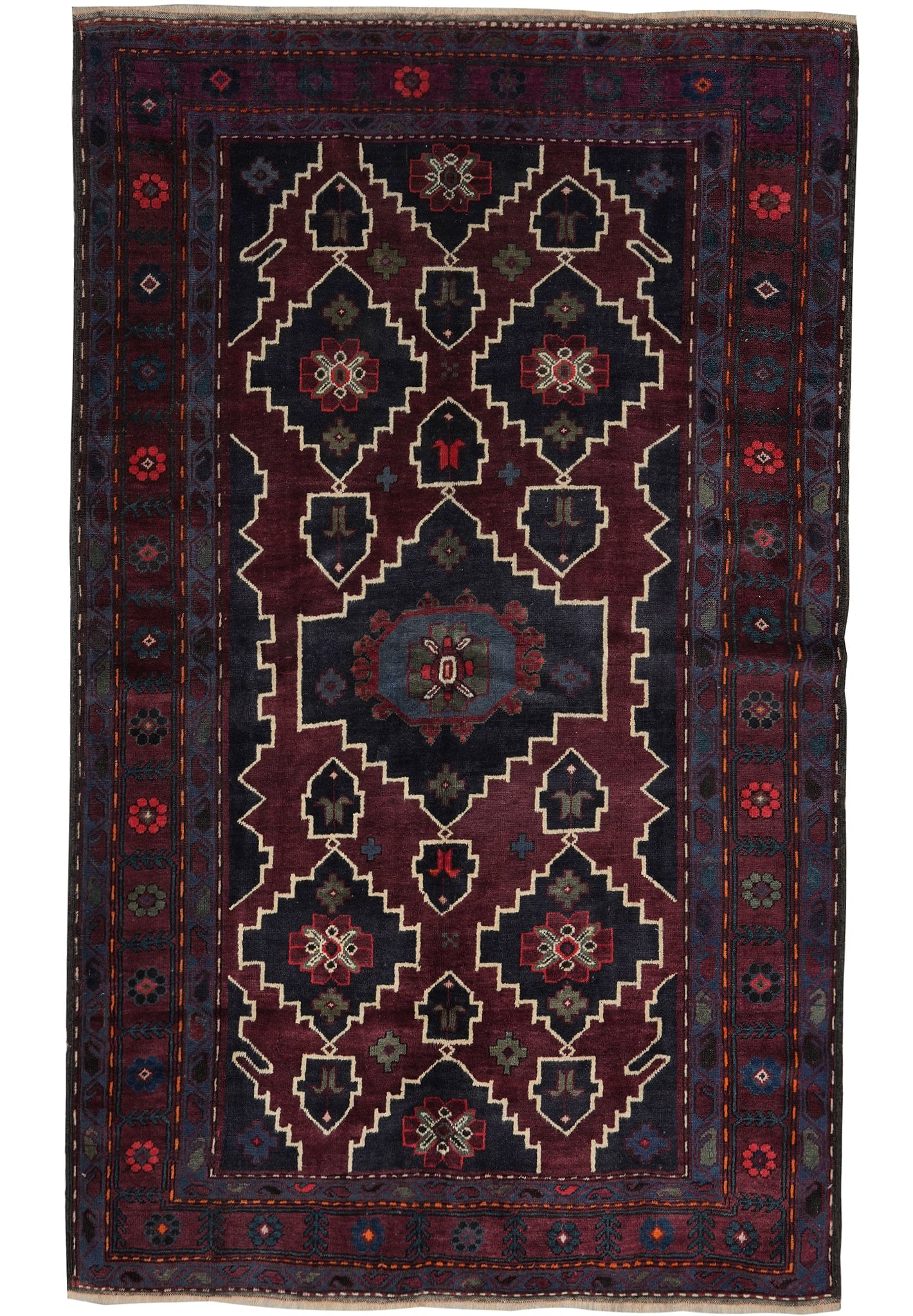 5 x 7 Antique Russia Kazak Rug Handmade Wool: 5 x 7 Antique Russia Kazak Rug Handmade Wool Free continental US Shipping Antique Russia Kazak rug from the 1940s, presented as a handmade, hand-knotted wool rug with a bold geometric tribal design an