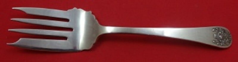 Tuttle Sterling Silver Serving Fork 7.5 Basket of Flowers Pattern (1 of 1)