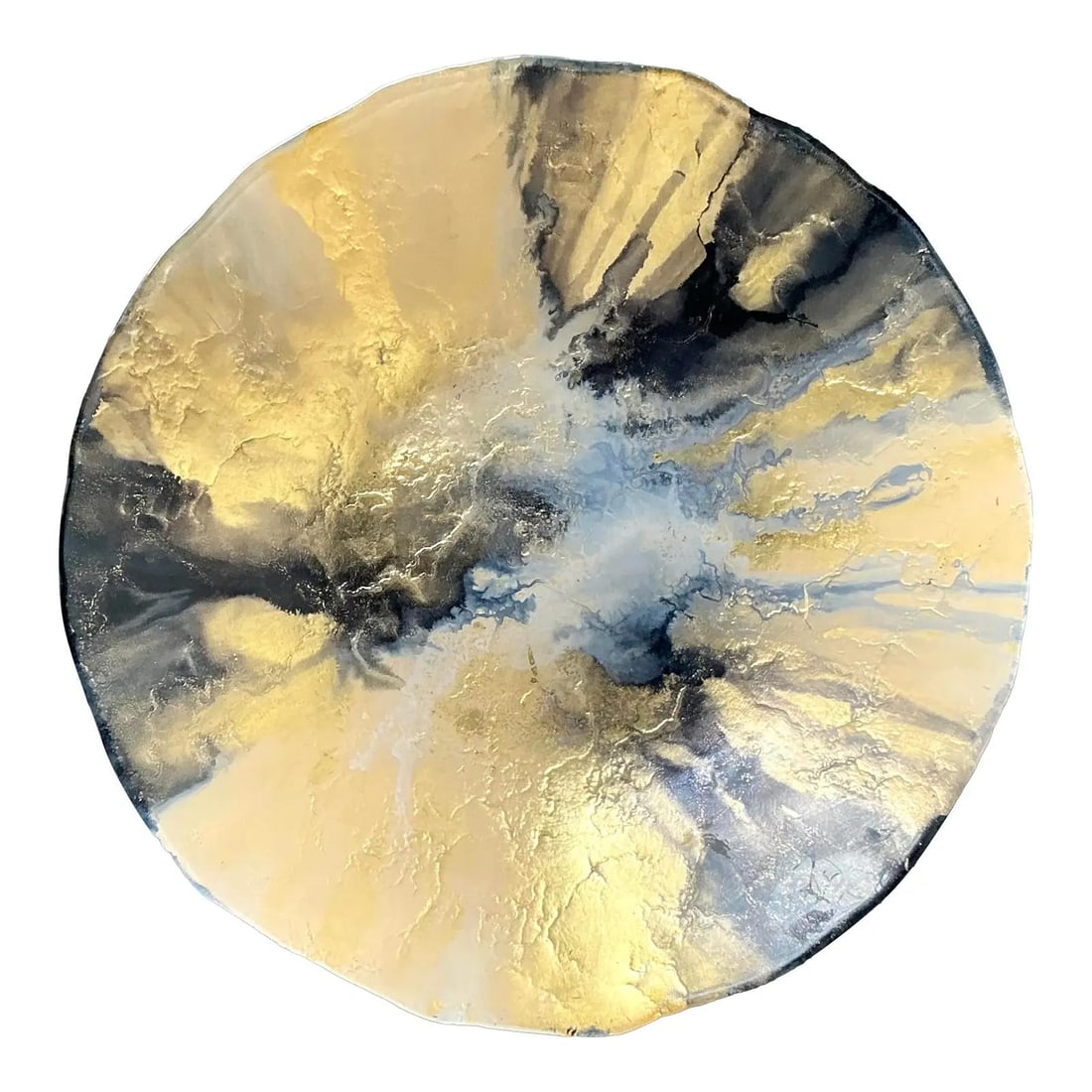 Hand-Painted Glass Bowl with Sculptural Rim and Metallic Celestial Motif (1 of 10)