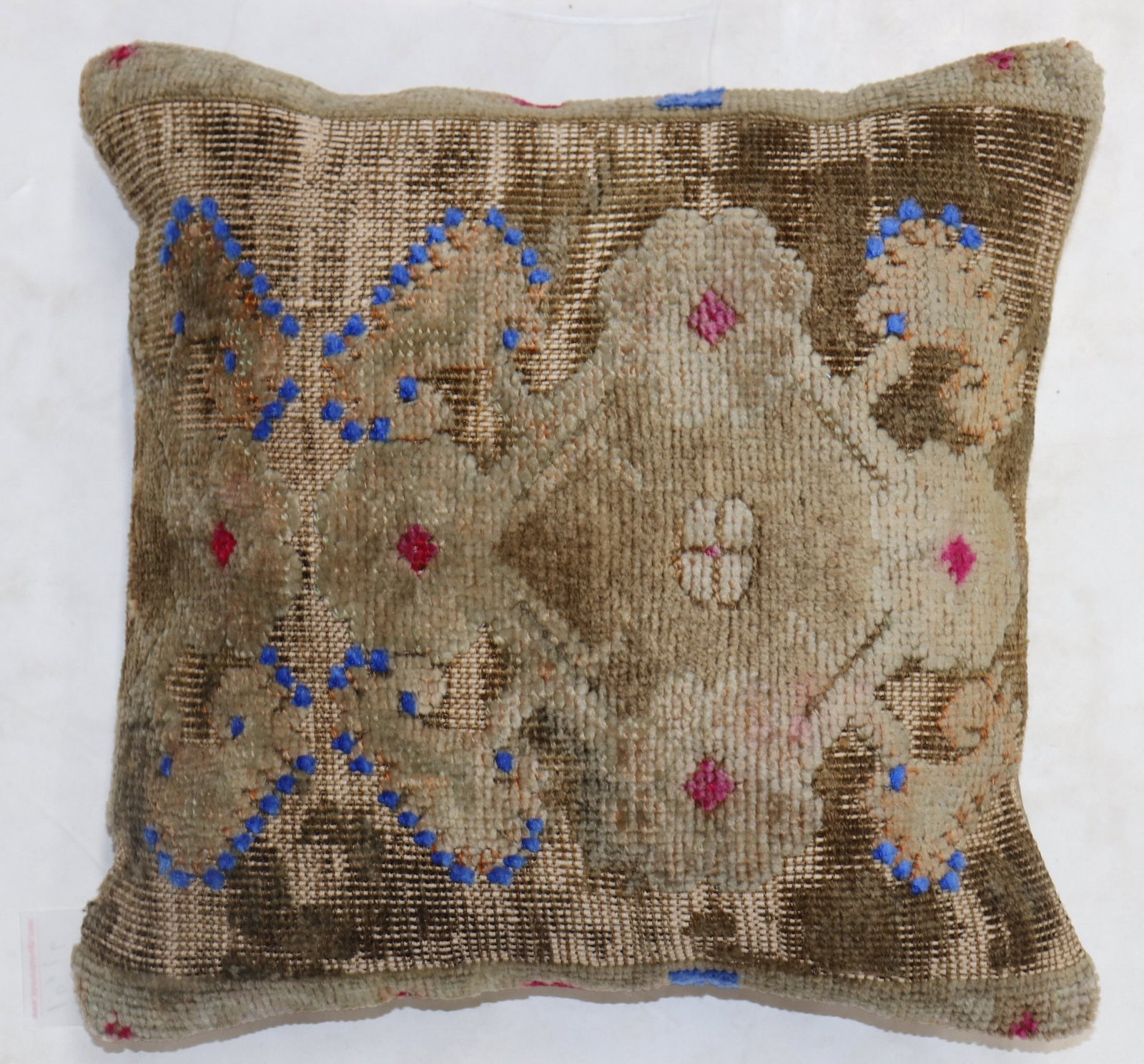 Anatolian Carpet Pillow Square 1' 6" x 1' 6": Anatolian Carpet Pillow Square 1' 6" x 1' 6" Square pillow made from a vintage Turkish Anatolian carpet. This pre-owned decorative pillow offers a distinctive rug-style look in a compact square format