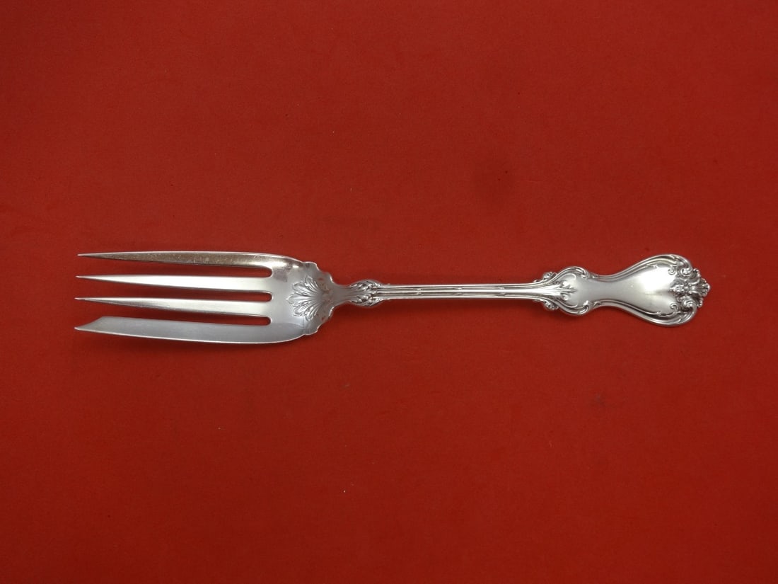 Whiting Duke of York Sterling Silver Serving Fork 8 5/8 Cold Meat: Whiting Duke of York Sterling Silver Serving Fork 8 5/8 Cold Meat Sterling silver cold meat fork in the Duke of York pattern by Whiting. This serving fork dates to the 1900-1940 period, is made in the