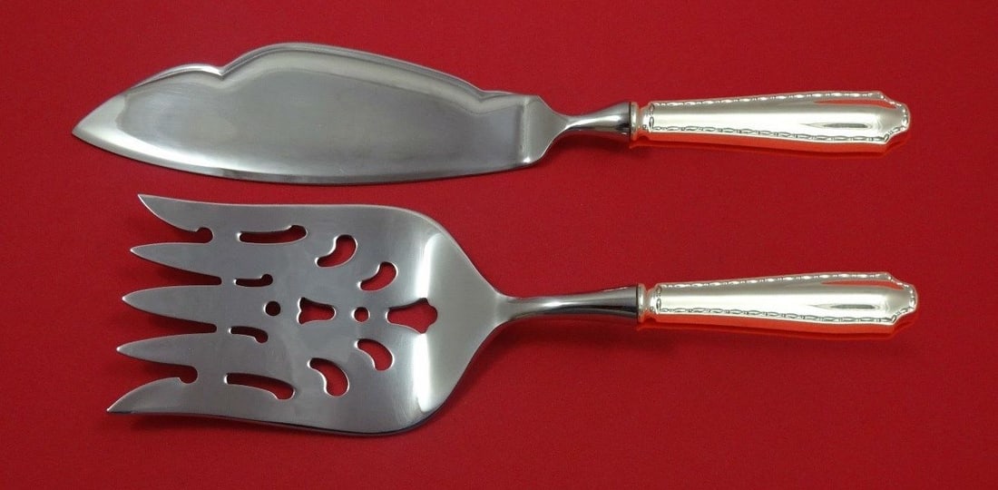 Tiffany & Co. Marquise Sterling Silver Fish Serving Set 2 Pieces: Tiffany & Co. Marquise Sterling Silver Fish Serving Set 2 Pieces Enhance your dining experience with this exquisite Marquise Fish Serving Set by Tiffany & Co. Crafted from sterling silver, this custom