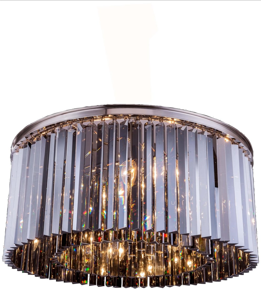 Sydney Collection Royal-Cut Crystal Flush-Mount Chandelier With Polished Nickel Finish: Sydney Collection Royal-Cut Crystal Flush-Mount Chandelier With Polished Nickel Finish This flush-mount chandelier from the Sydney collection features a modern vintage style with royal-cut crystal acc