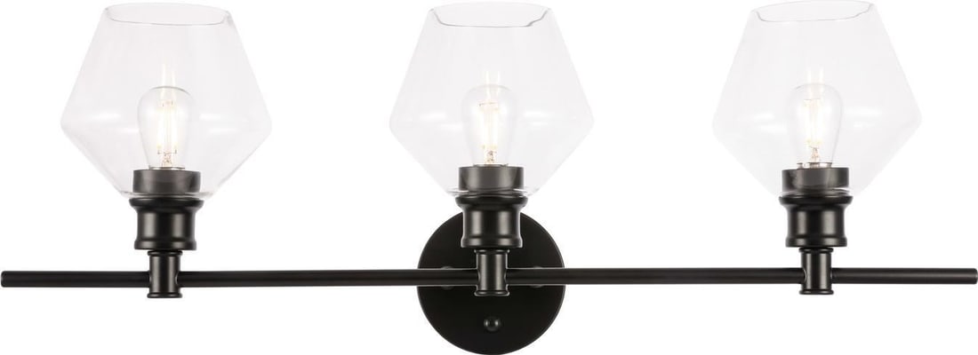 Elegant Lighting Gene Collection 3-Light Black Wall Lamp UL-Listed: Elegant Lighting Gene Collection 3-Light Black Wall Lamp UL-Listed Illuminate your space with the Gene Collection 3-Light Black Wall Lamp, designed in a transitional style that seamlessly blends with 