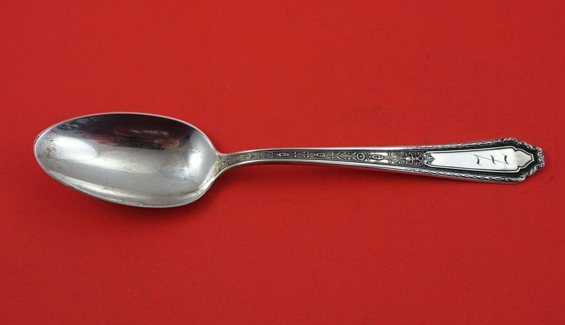 International Silver Maintenon Sterling Serving Spoon 8 1/4 Monogrammed (1 of 2)