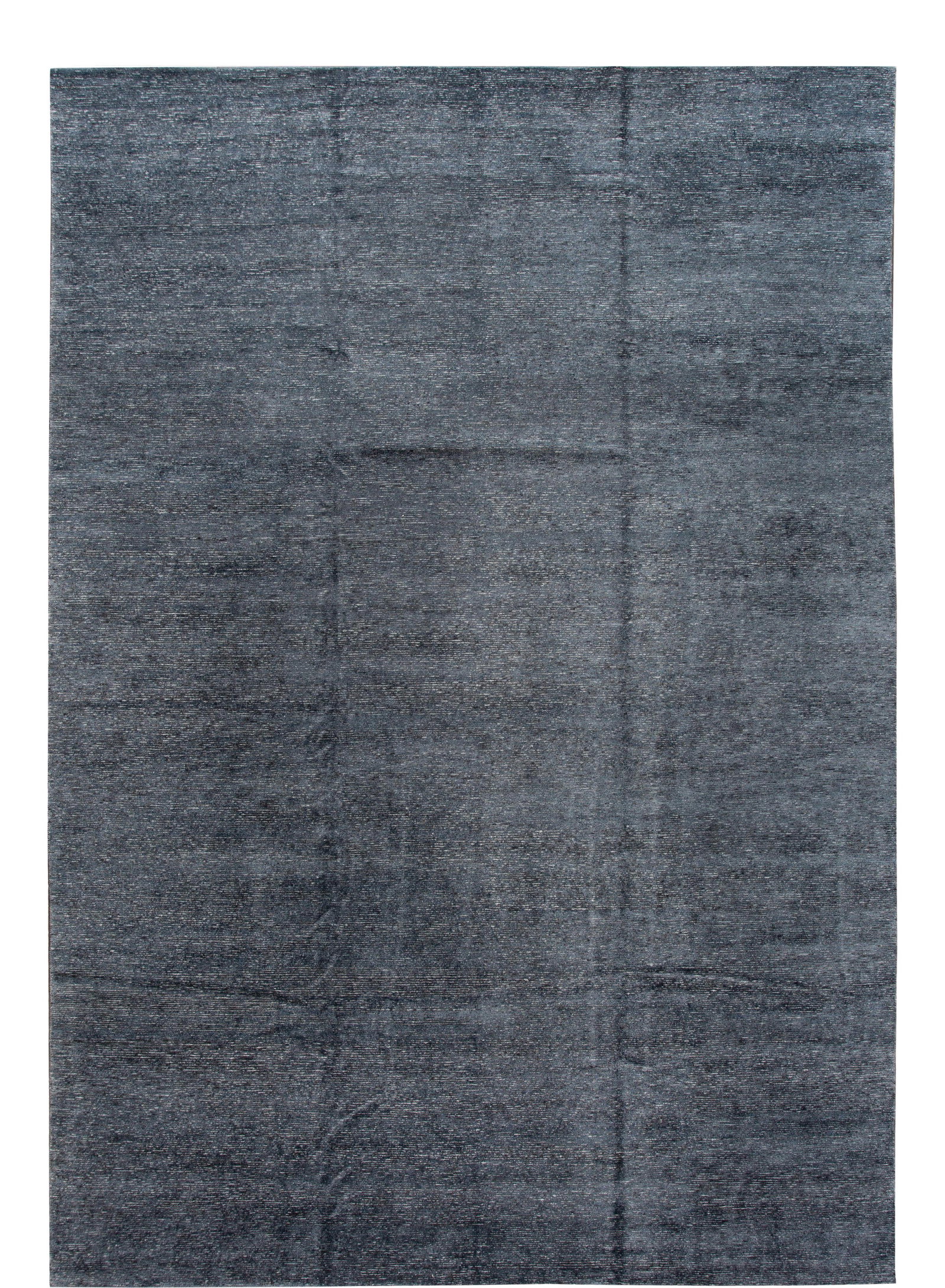21st Century Indian Wool Silk Rug Blue Grey Stripes 11'0 x 16'0: 21st Century Indian Wool Silk Rug Blue Grey Stripes 11'0 x 16'0 This stunning 21st century Indian rug showcases a luxurious blend of wool and silk, featuring an elegant blue and grey all-over striped 