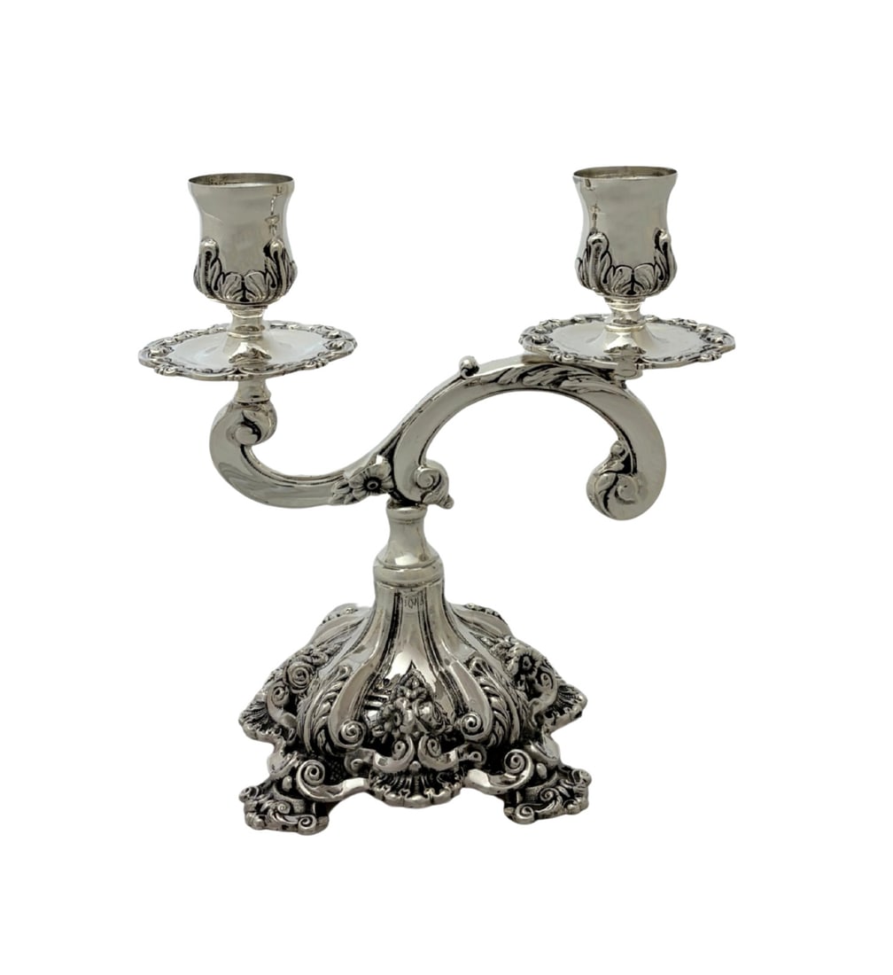 Topazio handmade 925 sterling silver 2 light floral candelabra (1 of 3)
