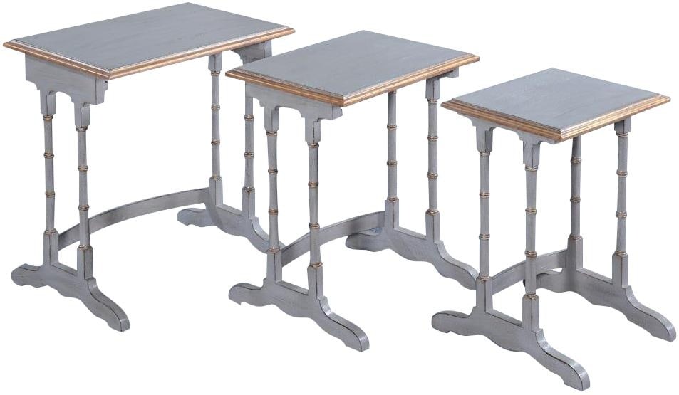 Stylish Bamboo Nesting Tables in Solid Mango with Gold Accents (1 of 5)