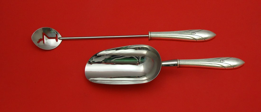 Elsinore International Sterling Silver Custom Bar Set 2pc Martini Spoon Ice Scoop (1 of 1)