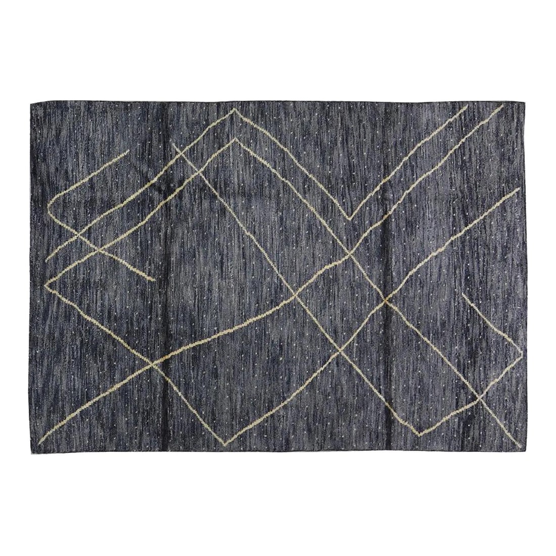 Charcoal Wool Hand-Knotted Rug Modern Moroccan Style 5'4" x 7'9": Charcoal Wool Hand-Knotted Rug Modern Moroccan Style 5'4" x 7'9" This hand-knotted Moroccan wool rug showcases expert craftsmanship and a modern design sensibility. Made using traditional rug making t