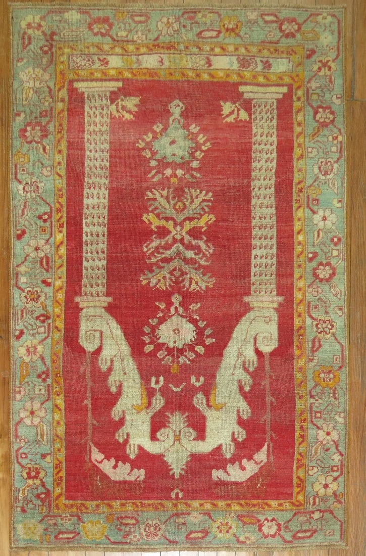 3' 5" x 5' Melas Turkish prayer rug red late 19th century: 3' 5" x 5' Melas Turkish prayer rug red late 19th century Late 19th century Turkish prayer rug in a red colorway. Identified as a Melas type, this small pre-owned rug offers a classic antique look whi