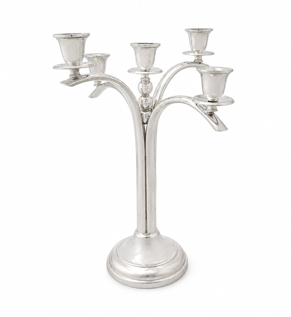 Handmade 925 Sterling Silver 5 Light Candelabra Topazio Modern Design (1 of 3)