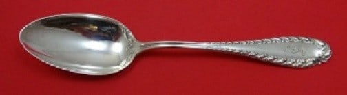 Victoria by Shiebler 8.625" Sterling Silver Serving Spoon: Victoria by Shiebler 8.625" Sterling Silver Serving Spoon This elegant serving spoon from the Victoria pattern by Shiebler is crafted from high-quality sterling silver. Measuring 8 5/8 inches, it show