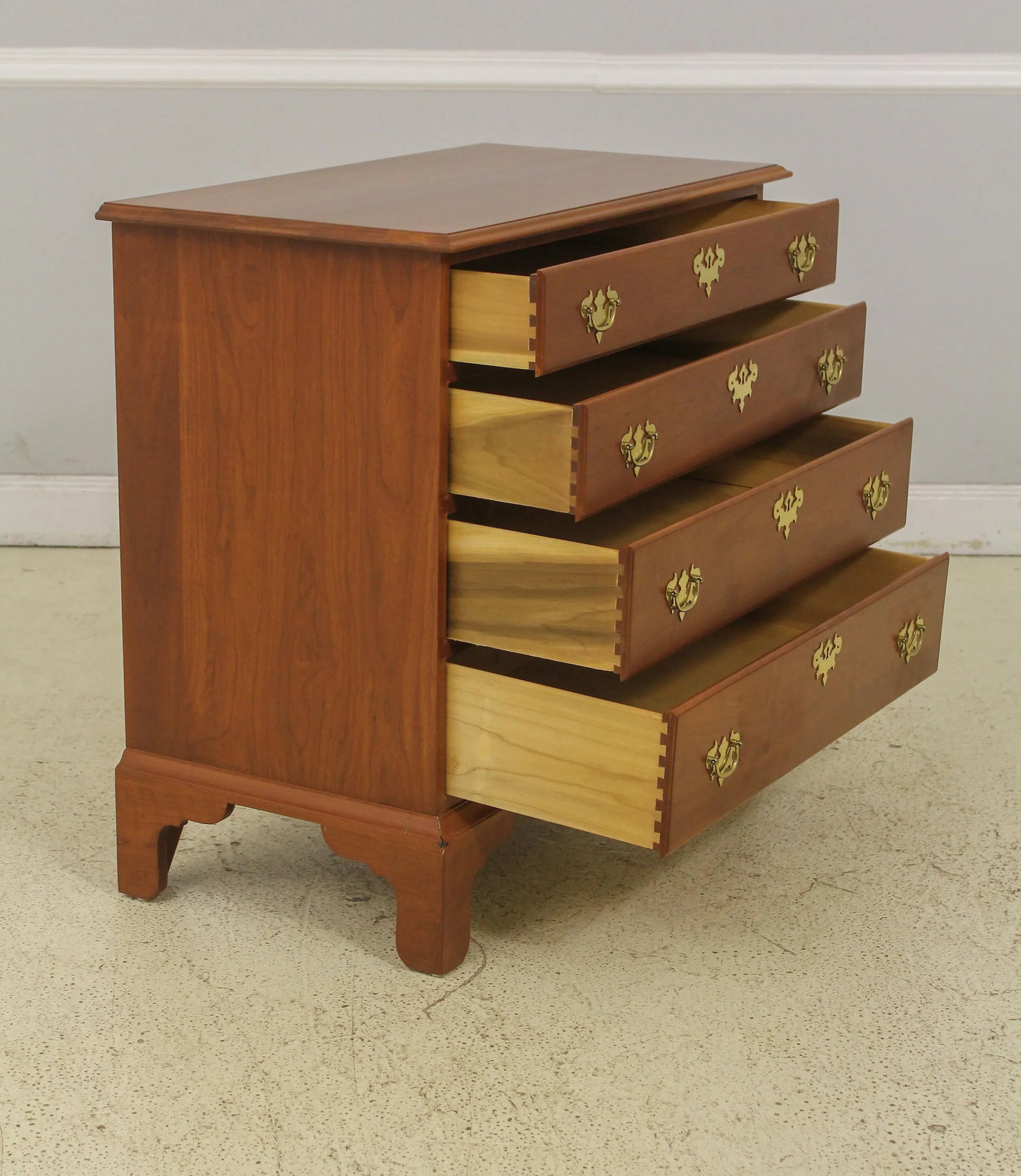 Benchmade Chippendale Cherry 4 Drawer Chest Solid Brass Hardware - 2
