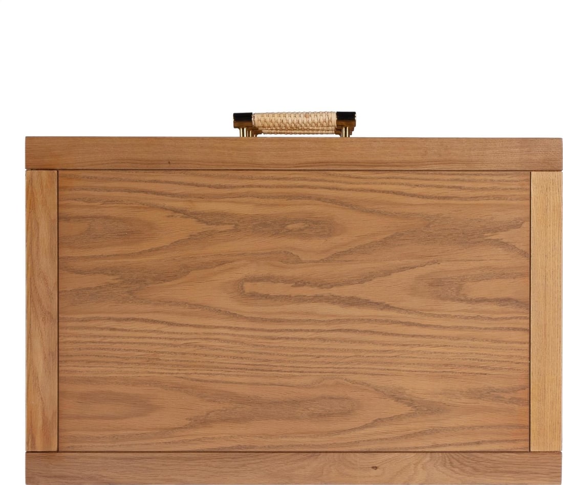 Butler Mesa Modern Oak Cane Storage Chest Square Beige Finish: Butler Mesa Modern Oak Cane Storage Chest Square Beige Finish This Modern Oak Cane Chest offers a stylish and functional storage solution for your home. Crafted by Butler, it features a contemporary d