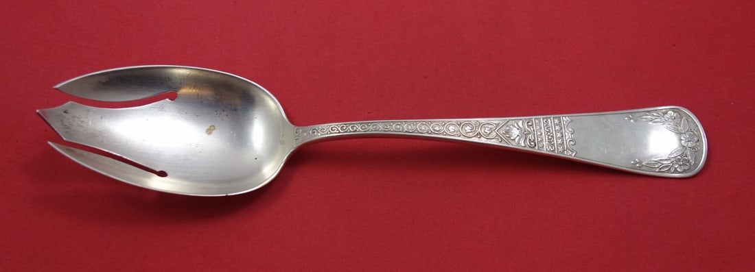 Pierced Sterling Serving Spoon Schulz & Fischer Templar 8 1/4 (1 of 1)