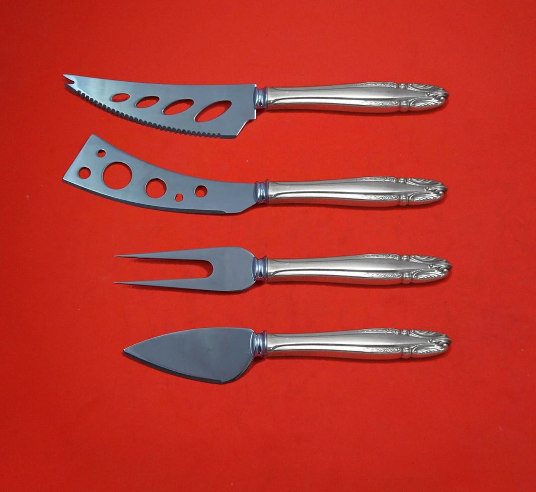 Wallace Stradivari Sterling Silver 4-Piece Charcuterie Hostess Set: Wallace Stradivari Sterling Silver 4-Piece Charcuterie Hostess Set Elevate your entertaining with the Stradivari by Wallace Sterling Silver Deluxe Charcuterie Set. This exquisite 4-piece hostess set f
