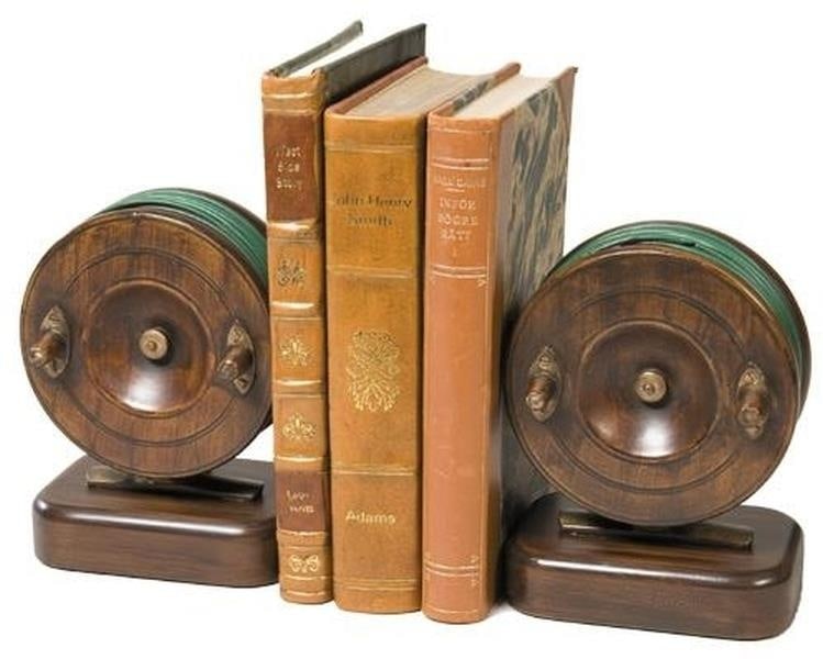 Lodge Style Fly Reels Resin Bookends Hand-Cast Hand-Painted (1 of 1)