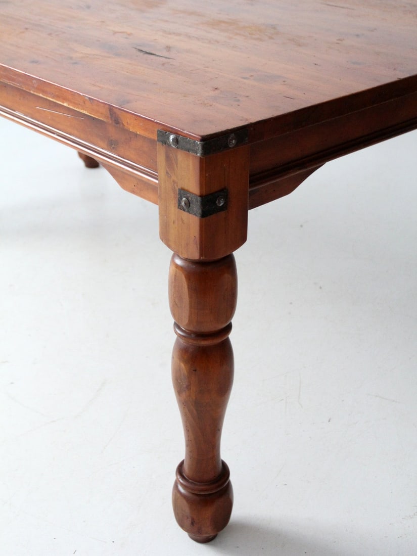 Rectangular Dining Table with Turned Legs and Double End Drawers - 18